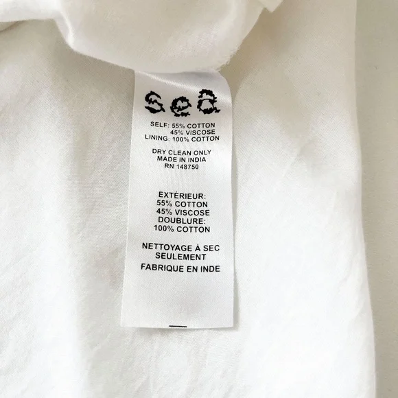 Sea New York Tie Neck Mini Dress White Size 4 Ruffle, Pom-Pom & Tassel Accents - Picture 10 of 14